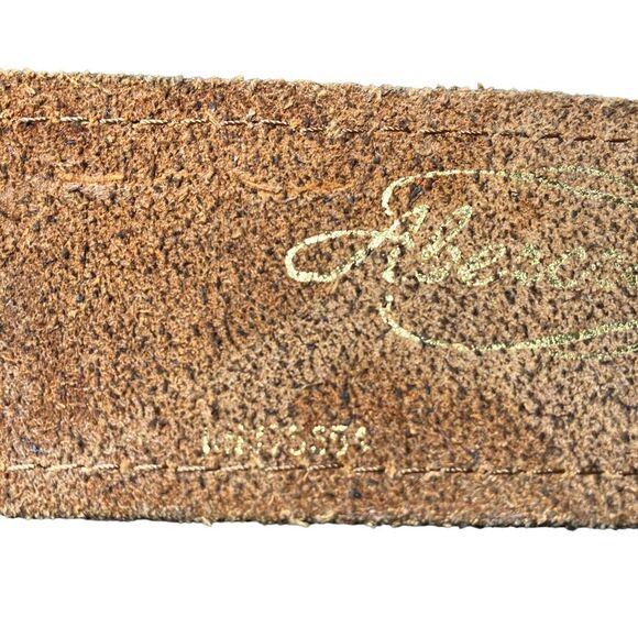 Abercrombie & Fitch Womens Western Hand Tooled Belt Medium Brown Genuine Leather - Picture 11 of 11